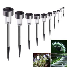 10pcs Garden Outdoor Stainless Steel LED Solar Landscape Path Lights Yard Lamp