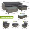 Dark Grey Patio Furniture Outdoor Convertible L Shaped Couch Wicker Sectional Sofa Set With Coffee Table