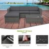 Dark Grey Patio Furniture Outdoor Convertible L Shaped Couch Wicker Sectional Sofa Set With Coffee Table