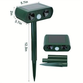 Animal Repellent, Solar Motion Sensor, Outdoor Farm, Garden, Courtyard Solar Power Ultrasonic Animal Repeller Pest Repellent Dog Cat Deer Raccoon (Option: Dark Green)