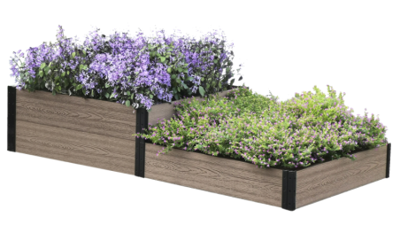 Terraced Raised Garden Bed 36" L x 74"/38â€œ W x 7"/14" H (Color: Brown, size: 36" L x 74"/38â€œ W x 7"/14" H)