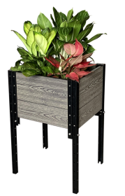 Elevated Planter Box in Grey 17" L x 19" W x 28" H (Color: grey, size: 17" L x 19" W x 28" H)