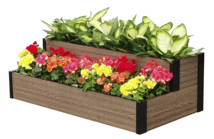 Cascade Wallside Garden Bed 45" L x 24"/12" W x 7"/14" H (Color: Brown, size: 45" L x 24"/12" W x 7"/14" H)