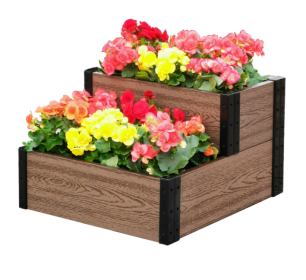 Mini Cascade Garden Bed 21" L x 24"/12" W x 7"/14" H (Color: Brown, size: 21" L x 24"/12" W x 7"/14" H)