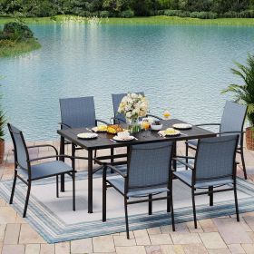 7/9-Piece Patio Dining Set, Outdoor Furniture Set with Textilene Chairs and Dining Table for Deck Garden Backyard Lawn Poolside (Color: 7-piece Blue)