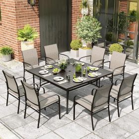 7/9-Piece Patio Dining Set, Outdoor Furniture Set with Textilene Chairs and Dining Table for Deck Garden Backyard Lawn Poolside (Color: 9-piece Brown)